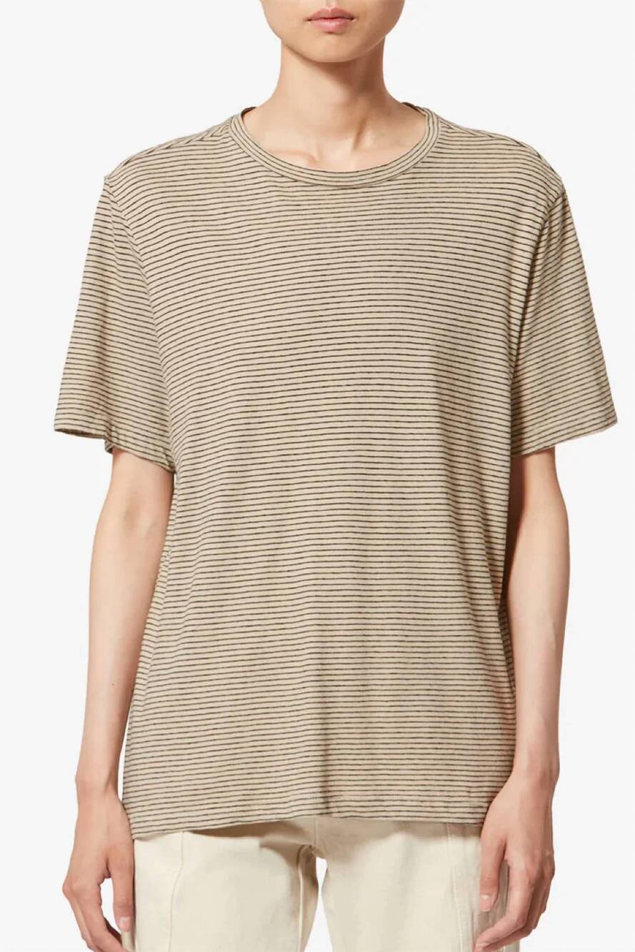 NEW ISABEL MARANT zewel top in black/beige striped